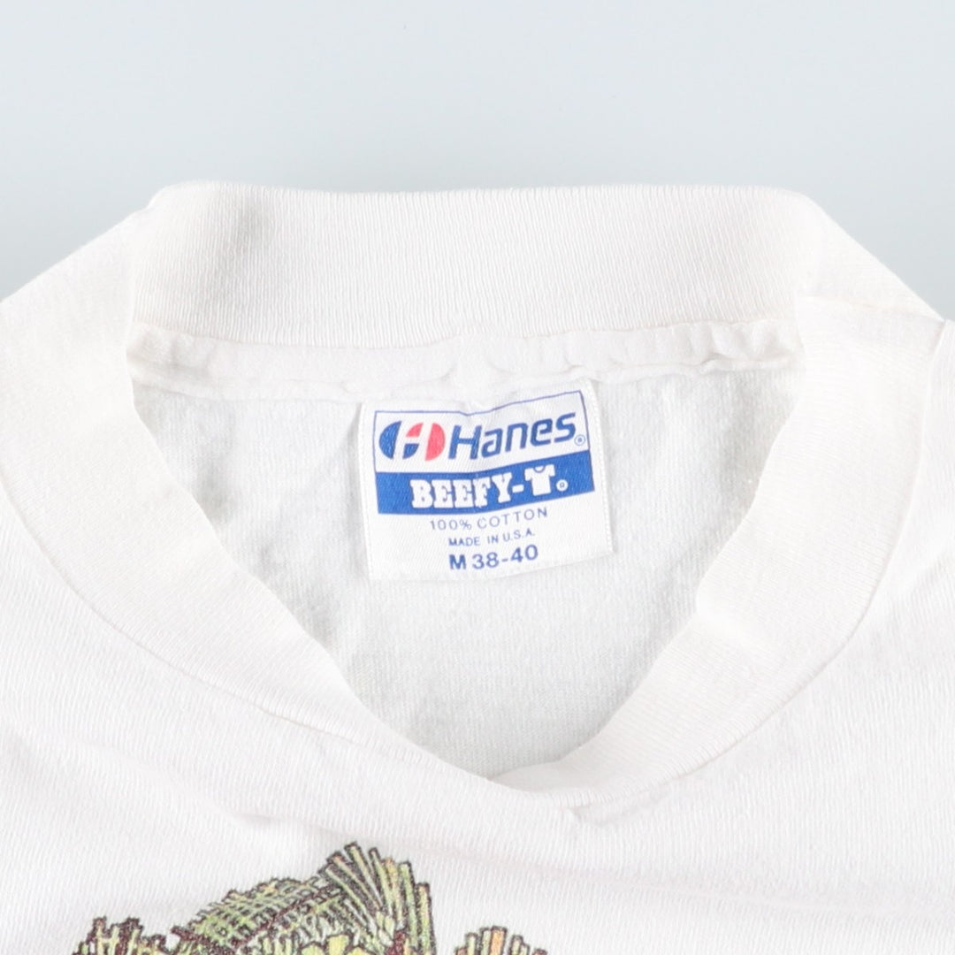 80'S Hanes BEEFY-T Blue Tag Grandma's Saloon and Deli Advertising T-Shirt Made in USA Men's Size M (Equivalent) Vintage cotton white type Vintage Second Hand