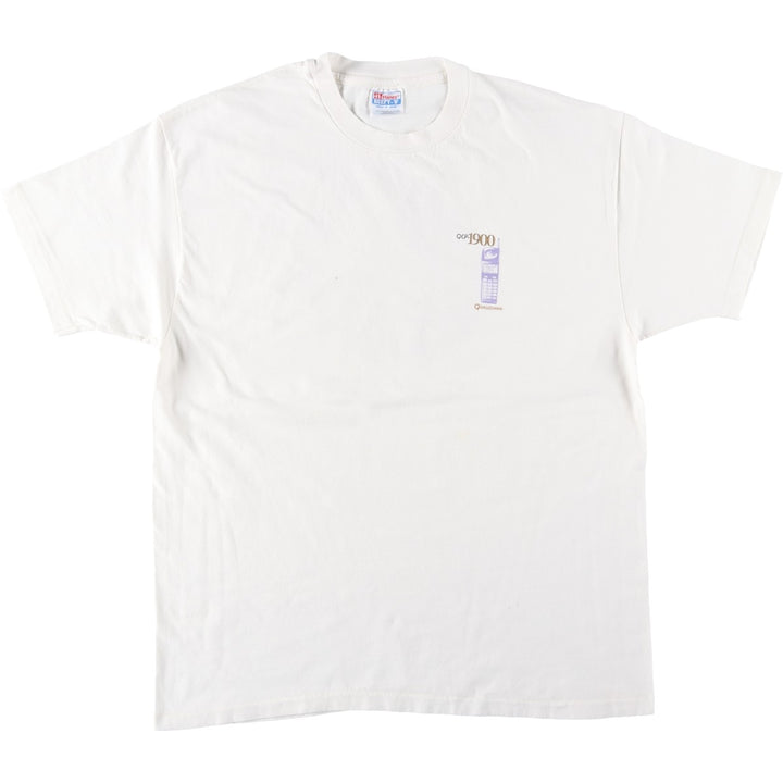 90'S Hanes BEEFY-T Blue Tag QUALCOMM Advertising T-Shirt, Made in USA, Men's XL equivalent, Vintage cotton white type Vintage Second Hand