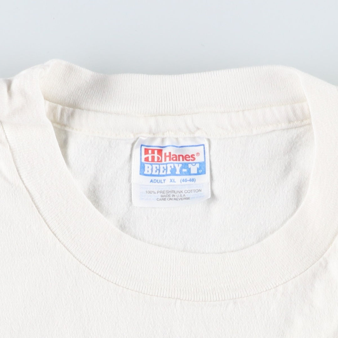 90'S Hanes BEEFY-T Blue Tag QUALCOMM Advertising T-Shirt, Made in USA, Men's XL equivalent, Vintage cotton white type Vintage Second Hand