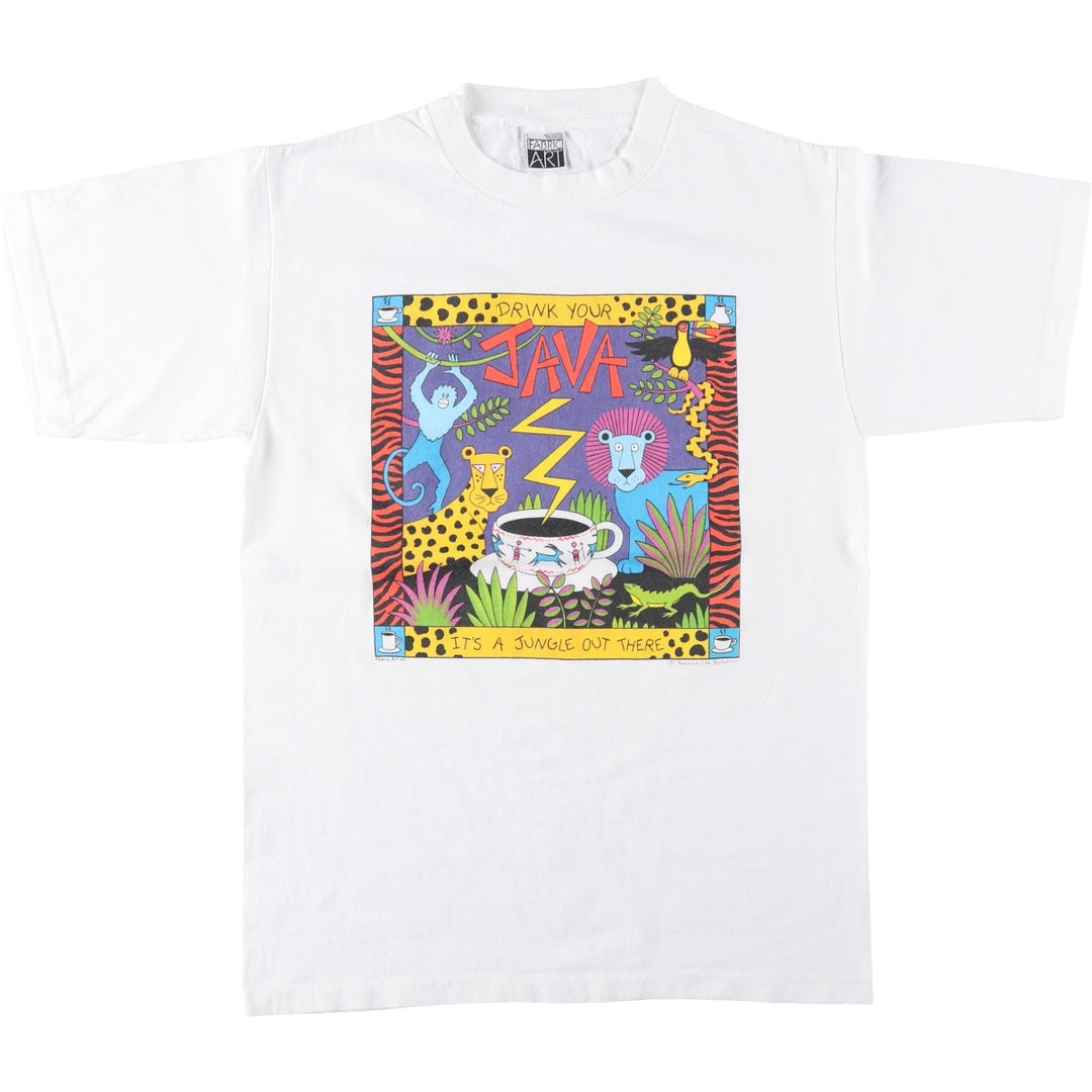 90'S FABRIC ART Rebecca Lee Baldwin Art T-shirt, Made in USA, Men's Size L (approx.), Vintage cotton white type Vintage Second Hand