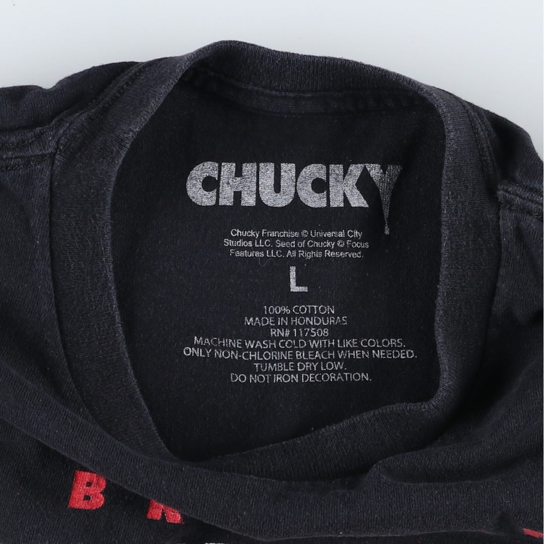 CHILD'S PLAY Chucky TIFFANY&Co. Movie T-shirt (Men's size L equivalent) cotton black type Vintage Second Hand