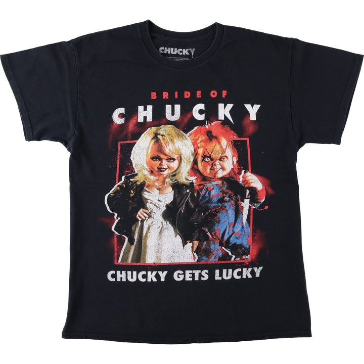 CHILD'S PLAY Chucky & TIFFANY&Co. Movie T-Shirt (Men's Size L) cotton black type Vintage Second Hand