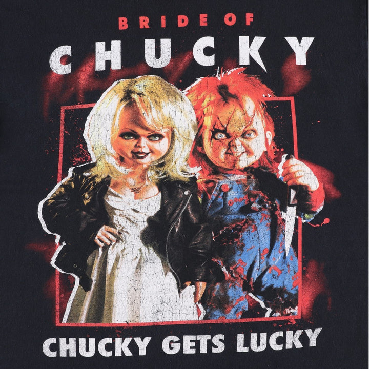 CHILD'S PLAY Chucky & TIFFANY&Co. Movie T-Shirt (Men's Size L) cotton black type Vintage Second Hand