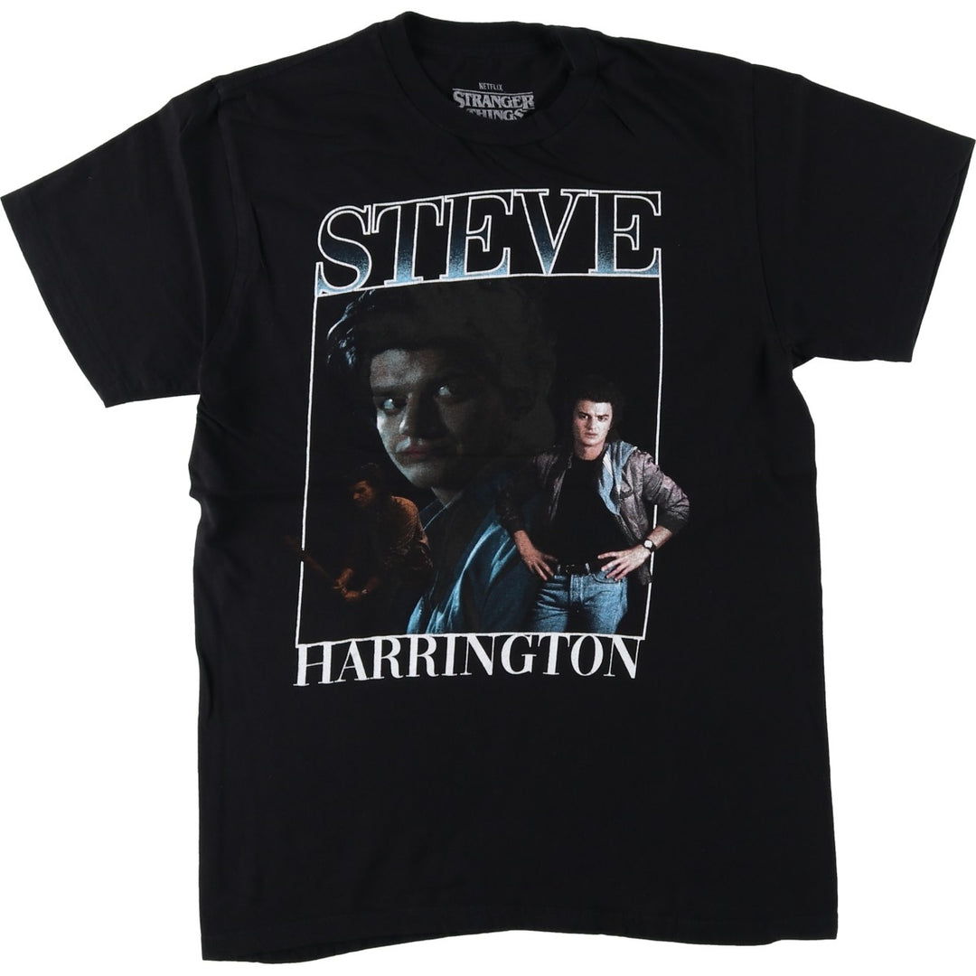 STRANGER THINGS Steve (TV Drama/Movie) Movie T-Shirt, Men's Size M (approx.) cotton black type Vintage Second Hand