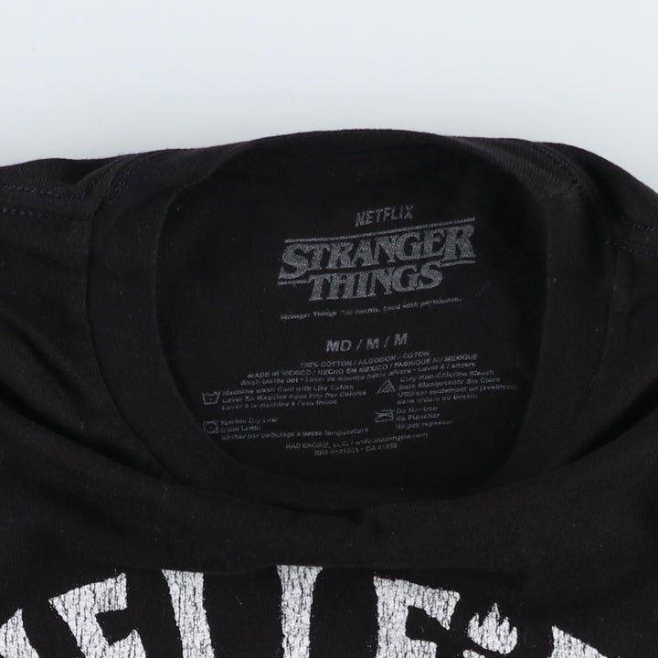 Stranger Things Hellfire Club Fire Pattern Movie T-Shirt (Men's Size M) cotton black type Vintage Second Hand