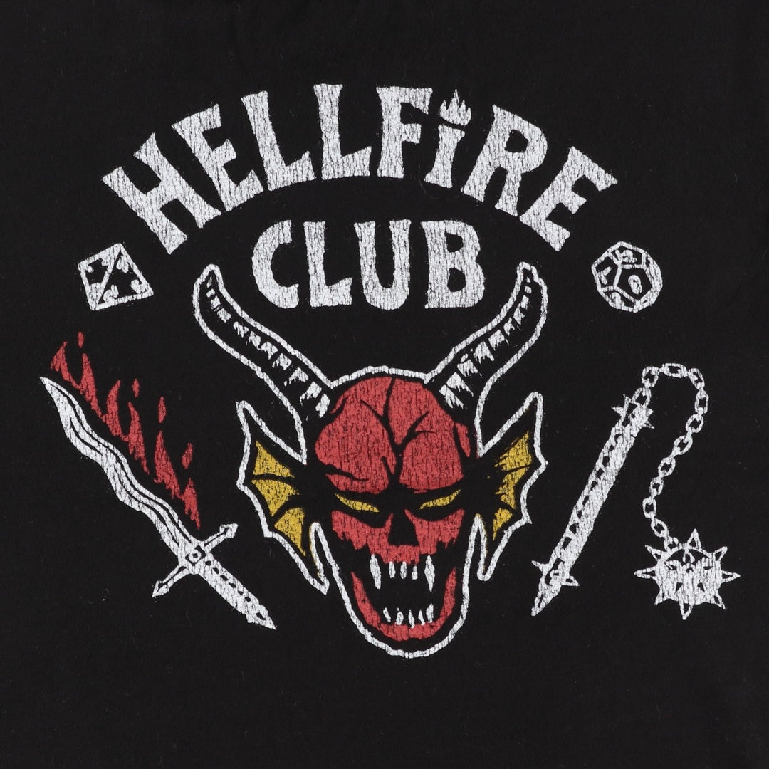 Stranger Things Hellfire Club Fire Pattern Movie T-Shirt (Men's Size M) cotton black type Vintage Second Hand