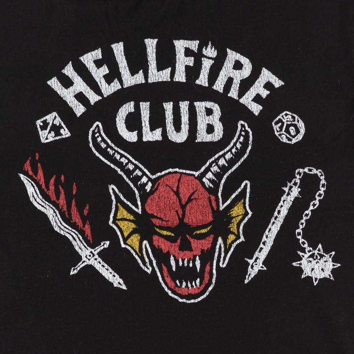 Stranger Things Hellfire Club Fire Pattern Movie T-Shirt (Men's Size M) cotton black type Vintage Second Hand