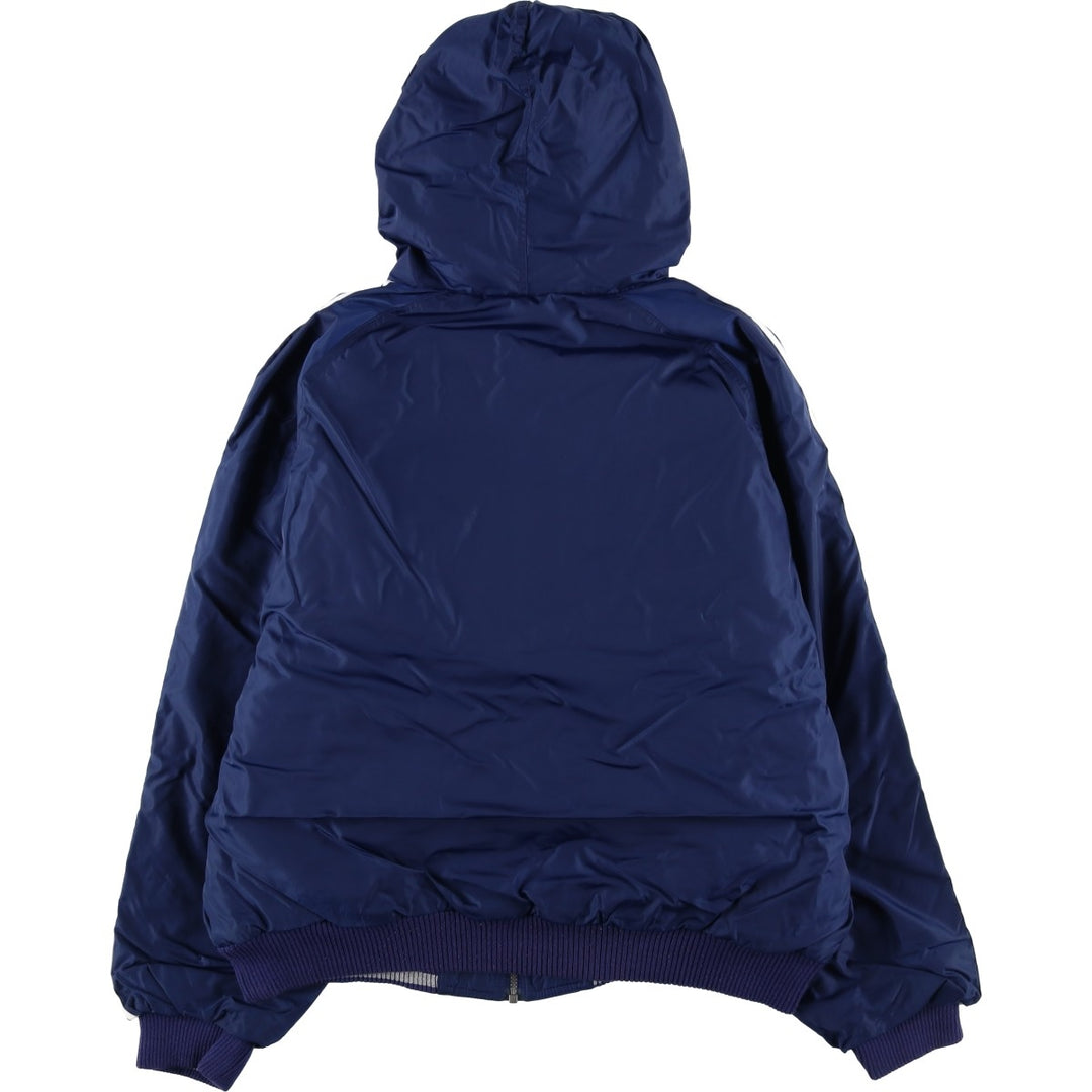 2000'S adidas reversible padded hoodie/puffer jacket with back logo, size L, men's Nylon navy blue type Vintage Second Hand