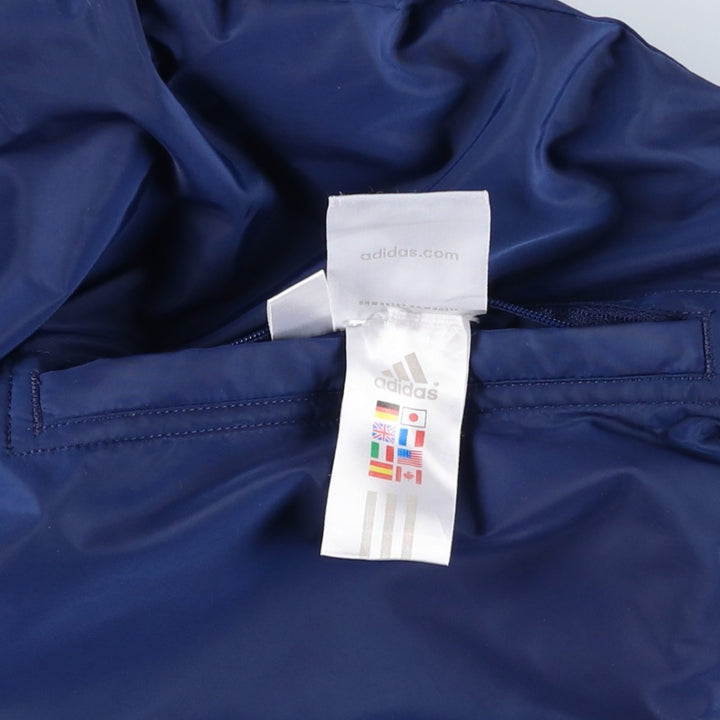 2000'S adidas reversible padded hoodie/puffer jacket with back logo, size L, men's Nylon navy blue type Vintage Second Hand