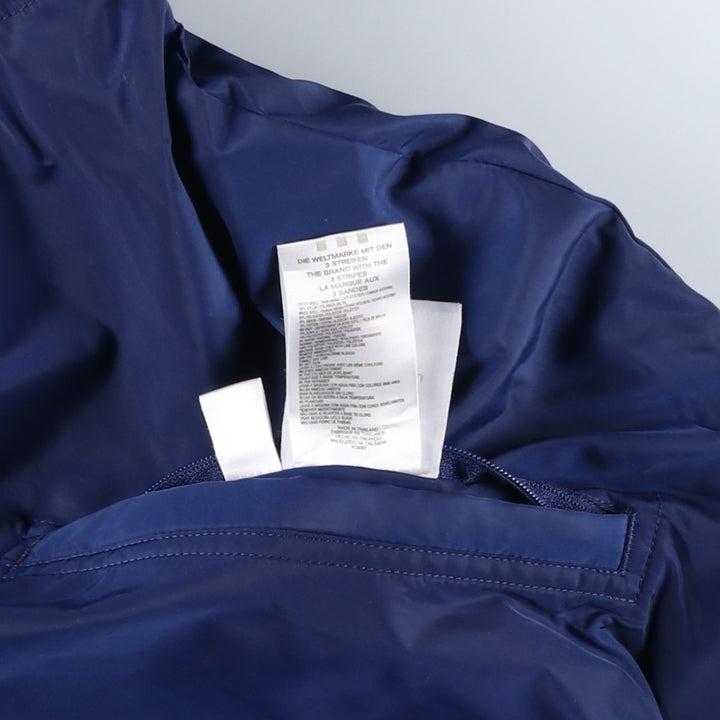 2000'S adidas reversible padded hoodie/puffer jacket with back logo, size L, men's Nylon navy blue type Vintage Second Hand
