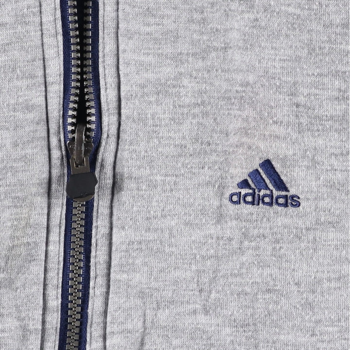 2000'S adidas reversible padded hoodie/puffer jacket with back logo, size L, men's Nylon navy blue type Vintage Second Hand
