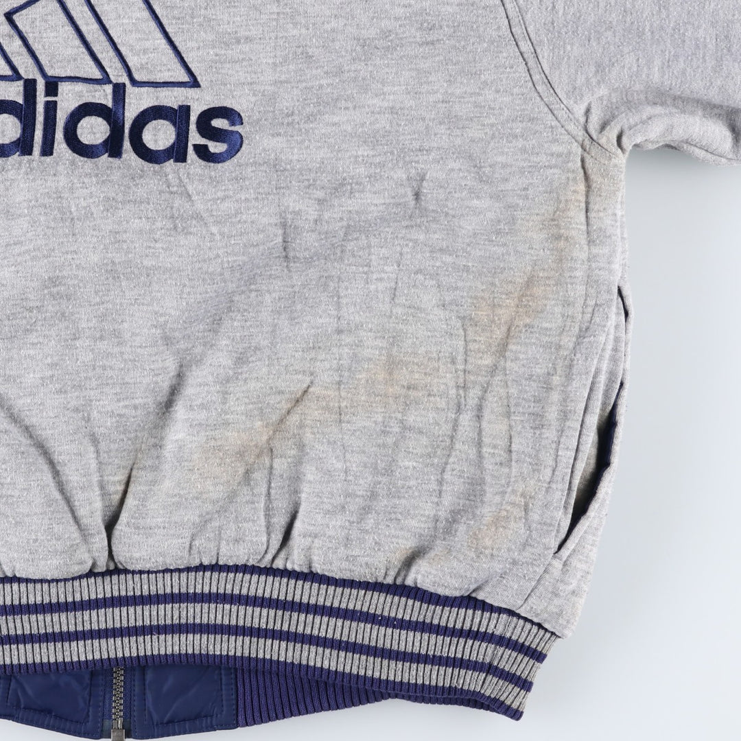 2000'S adidas reversible padded hoodie/puffer jacket with back logo, size L, men's Nylon navy blue type Vintage Second Hand