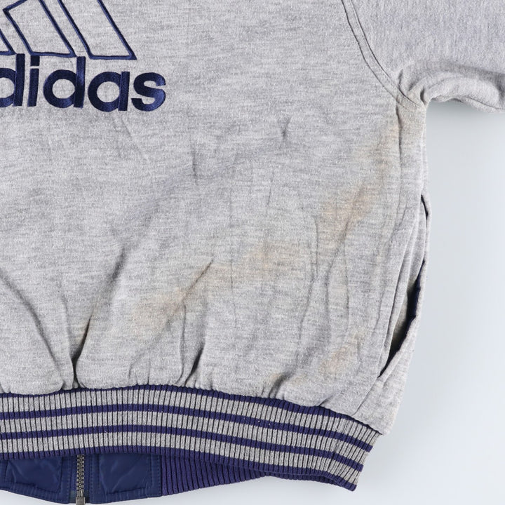 2000'S adidas reversible padded hoodie/puffer jacket with back logo, size L, men's Nylon navy blue type Vintage Second Hand