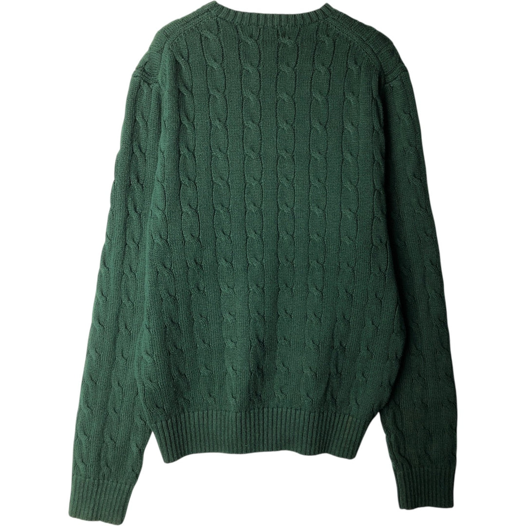 Ralph Lauren POLO RALPH LAUREN Cable knit cotton sweater Men's M size cotton green type Vintage Second Hand