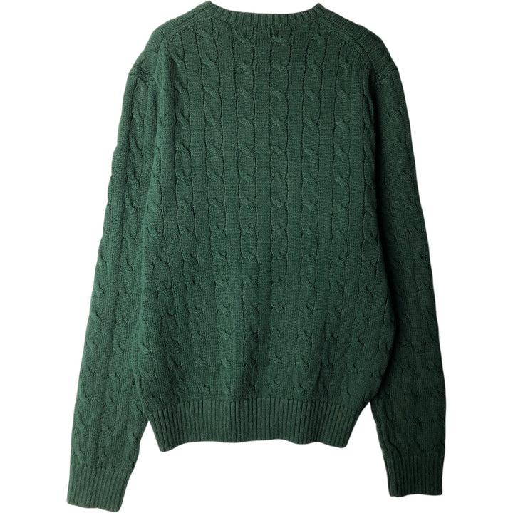 Ralph Lauren POLO RALPH LAUREN Cable knit cotton sweater Men's M size cotton green type Vintage Second Hand