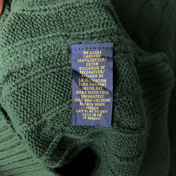 Ralph Lauren POLO RALPH LAUREN Cable knit cotton sweater Men's M size cotton green type Vintage Second Hand