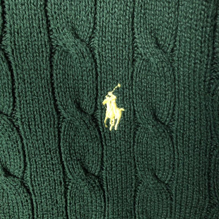 Ralph Lauren POLO RALPH LAUREN Cable knit cotton sweater Men's M size cotton green type Vintage Second Hand