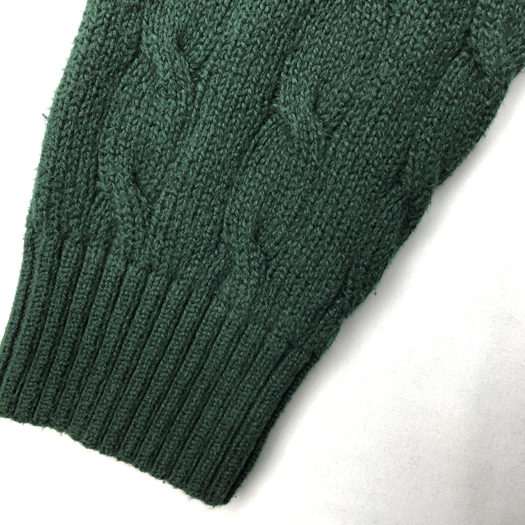 Ralph Lauren POLO RALPH LAUREN Cable knit cotton sweater Men's M size cotton green type Vintage Second Hand