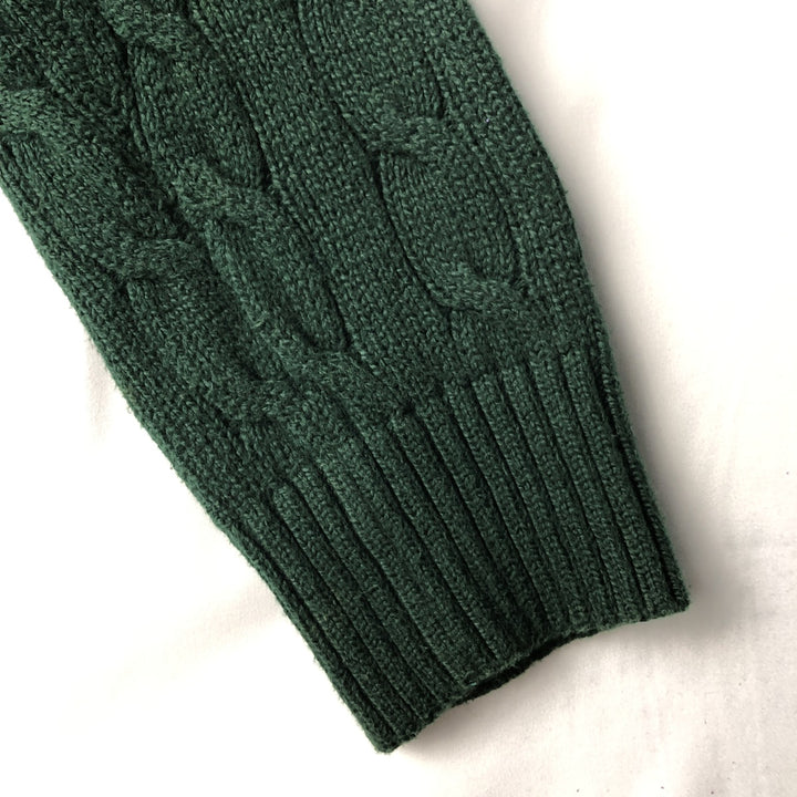 Ralph Lauren POLO RALPH LAUREN Cable knit cotton sweater Men's M size cotton green type Vintage Second Hand