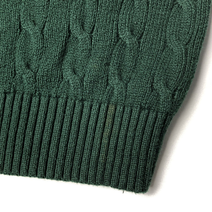 Ralph Lauren POLO RALPH LAUREN Cable knit cotton sweater Men's M size cotton green type Vintage Second Hand