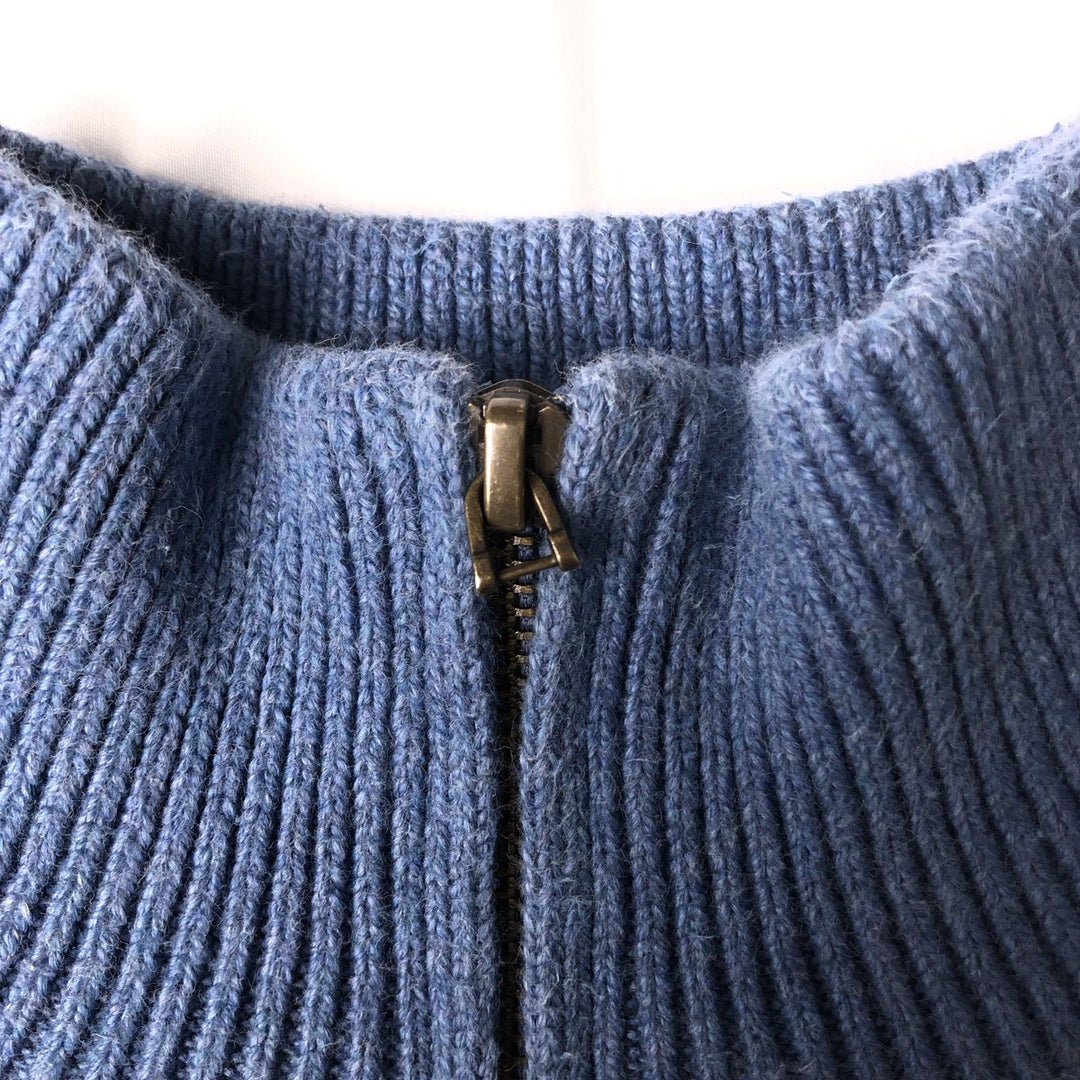 Ralph Lauren POLO RALPH LAUREN cable knit cotton knit half-zip sweater, men's size L cotton Blue type light blue Vintage Second Hand