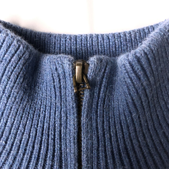 Ralph Lauren POLO RALPH LAUREN cable knit cotton knit half-zip sweater, men's size L cotton Blue type light blue Vintage Second Hand