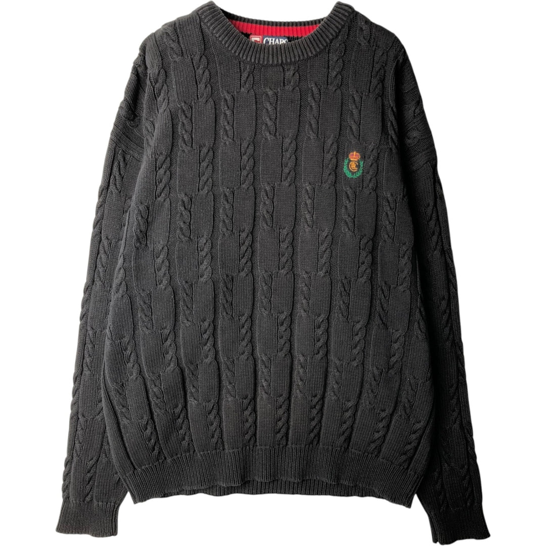 Ralph Lauren Chaps cable knit cotton sweater, men's size XL cotton black type Vintage Second Hand