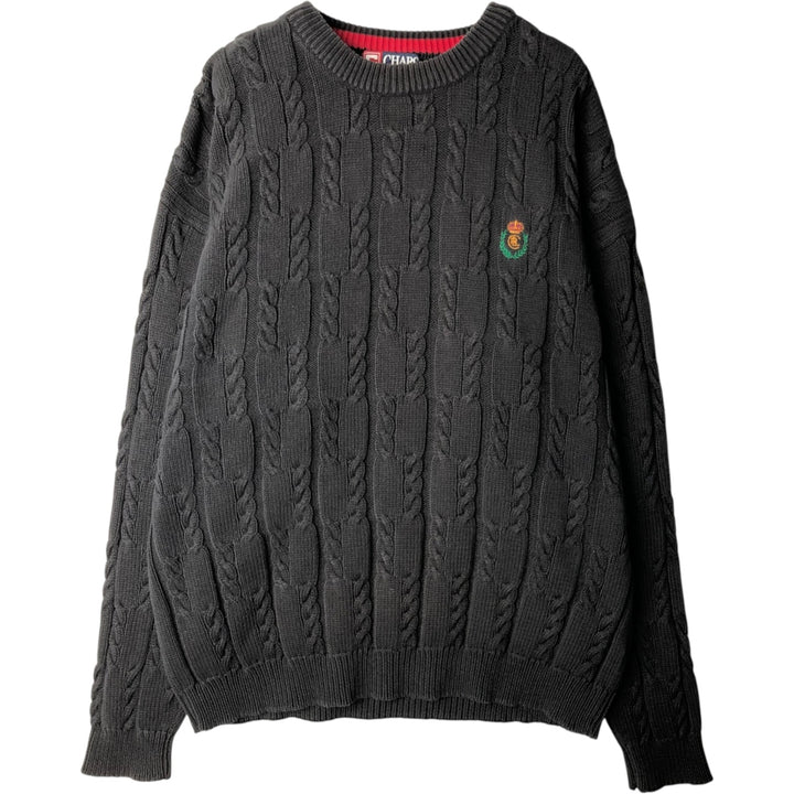 Ralph Lauren Chaps cable knit cotton sweater, men's size XL cotton black type Vintage Second Hand