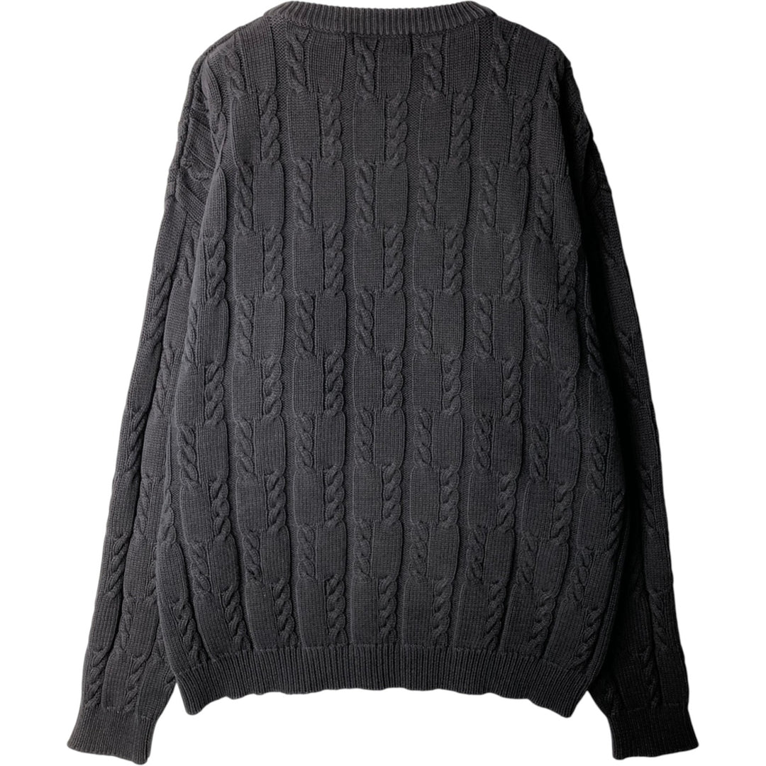 Ralph Lauren Chaps cable knit cotton sweater, men's size XL cotton black type Vintage Second Hand