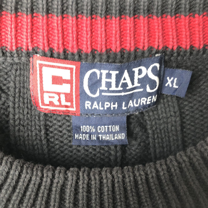 Ralph Lauren Chaps cable knit cotton sweater, men's size XL cotton black type Vintage Second Hand