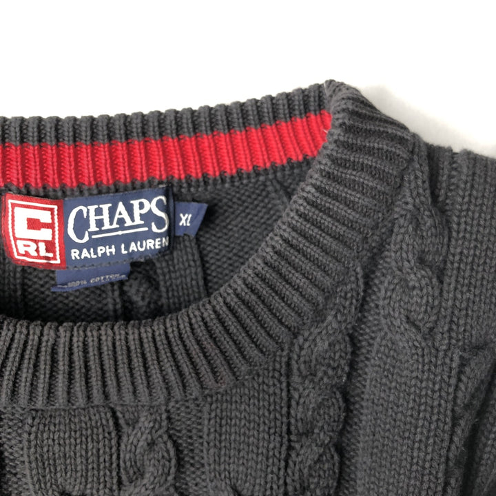 Ralph Lauren Chaps cable knit cotton sweater, men's size XL cotton black type Vintage Second Hand