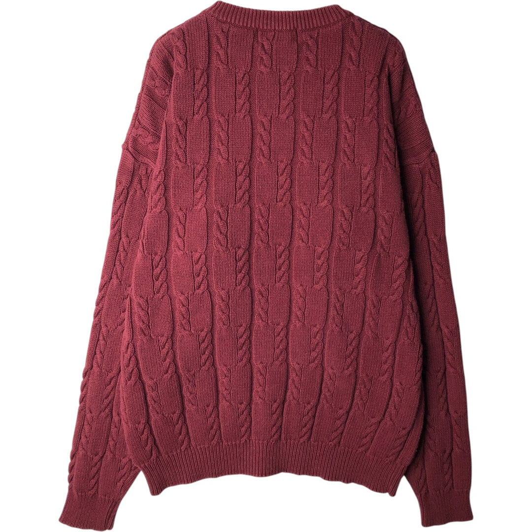 Ralph Lauren CHAPS Cable Knit Cotton Sweater, Men's Size L (approx.) cotton bordeaux Vintage Second Hand