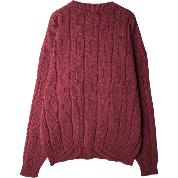 Ralph Lauren CHAPS Cable Knit Cotton Sweater, Men's Size L (approx.) cotton bordeaux Vintage Second Hand