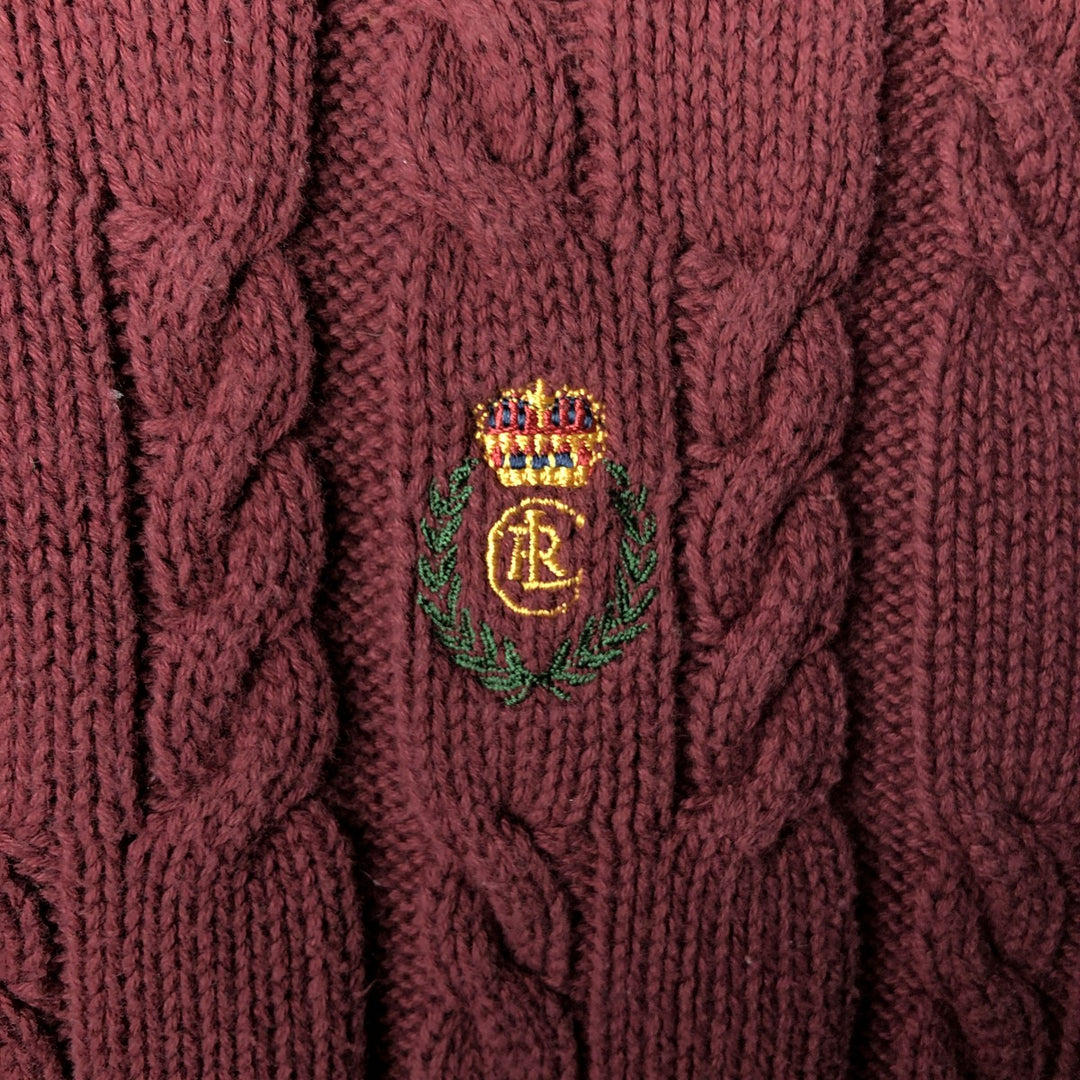 Ralph Lauren CHAPS Cable Knit Cotton Sweater, Men's Size L (approx.) cotton bordeaux Vintage Second Hand