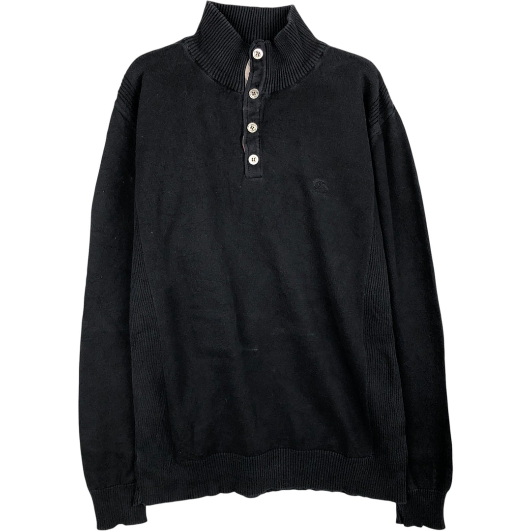 Burberry's BURBERRY LONDON Cotton Knit Half-Button Sweater, Women's Size L (approx.) cotton black type Vintage Second Hand