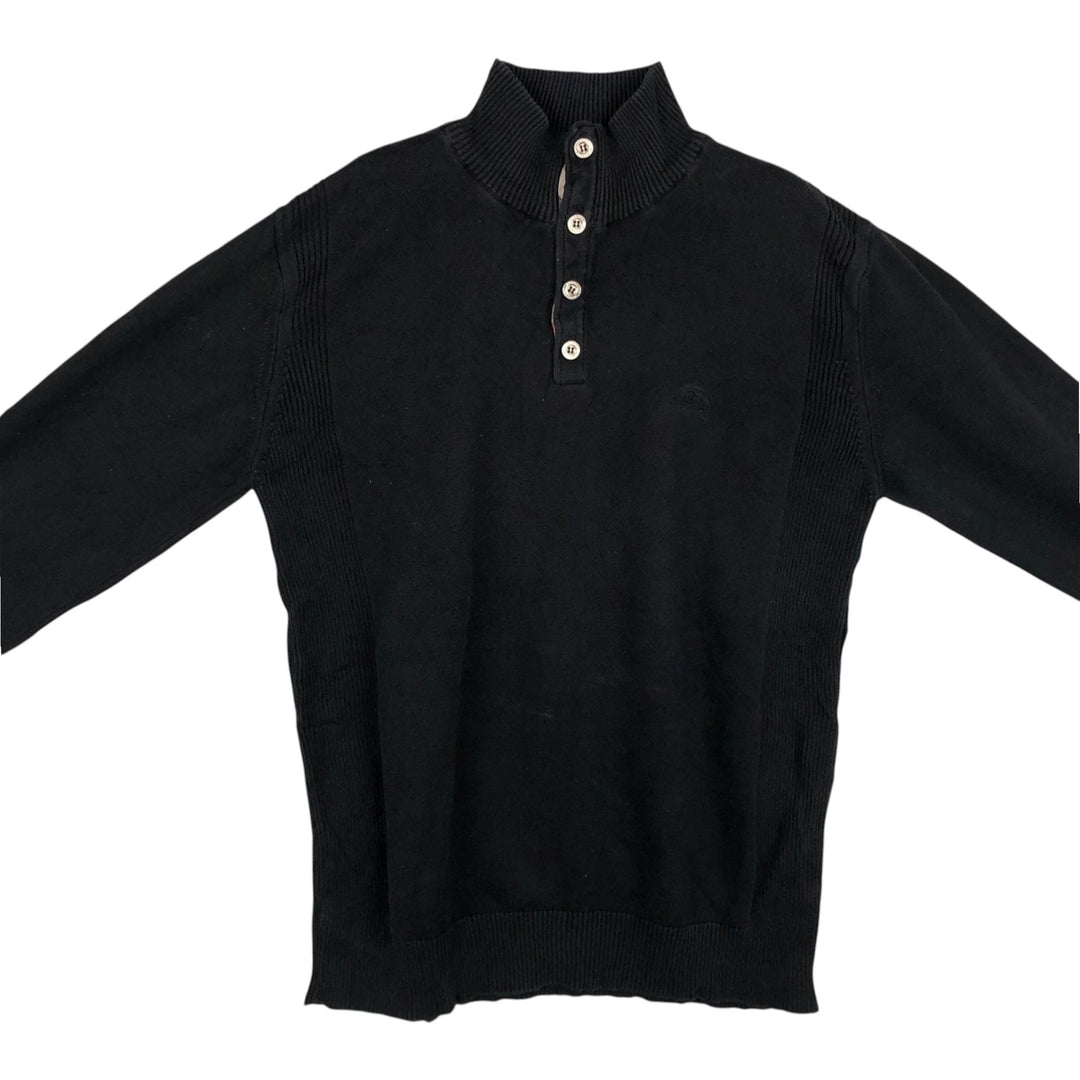 Burberry's BURBERRY LONDON Cotton Knit Half-Button Sweater, Women's Size L (approx.) cotton black type Vintage Second Hand