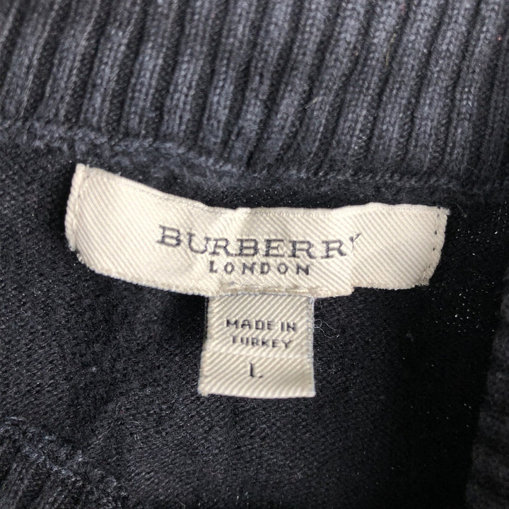 Burberry's BURBERRY LONDON Cotton Knit Half-Button Sweater, Women's Size L (approx.) cotton black type Vintage Second Hand