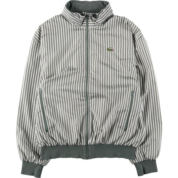 1970'S Lacoste CHEMISE French Lacoste Stripe Pattern Windbreaker, Made in France, Size 5 (Men's L equivalent), Vintage polyester Khaki type sage green Vintage Second Hand