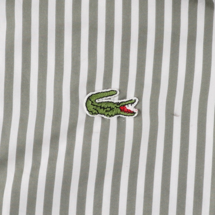 1970'S Lacoste CHEMISE French Lacoste Stripe Pattern Windbreaker, Made in France, Size 5 (Men's L equivalent), Vintage polyester Khaki type sage green Vintage Second Hand