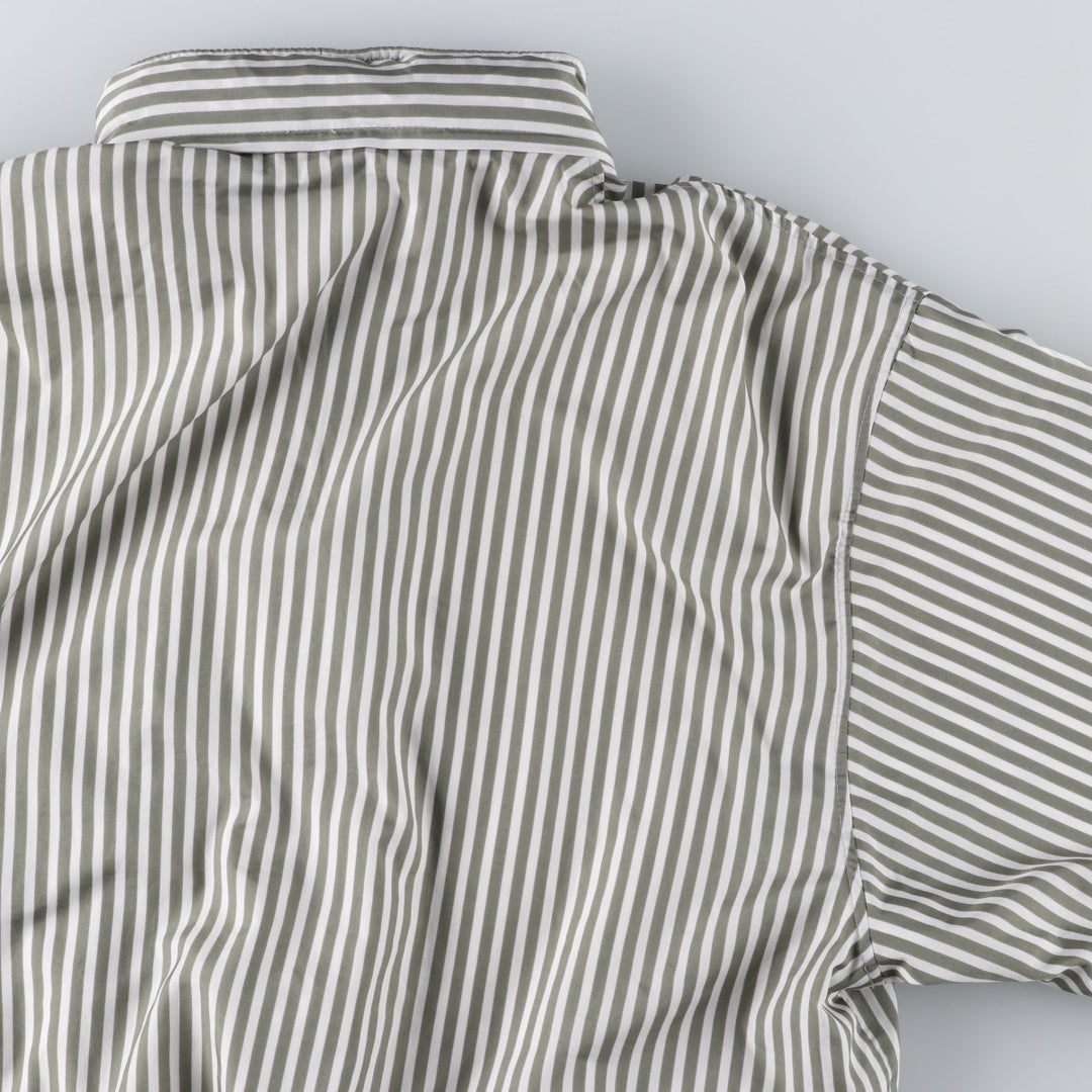 1970'S Lacoste CHEMISE French Lacoste Stripe Pattern Windbreaker, Made in France, Size 5 (Men's L equivalent), Vintage polyester Khaki type sage green Vintage Second Hand