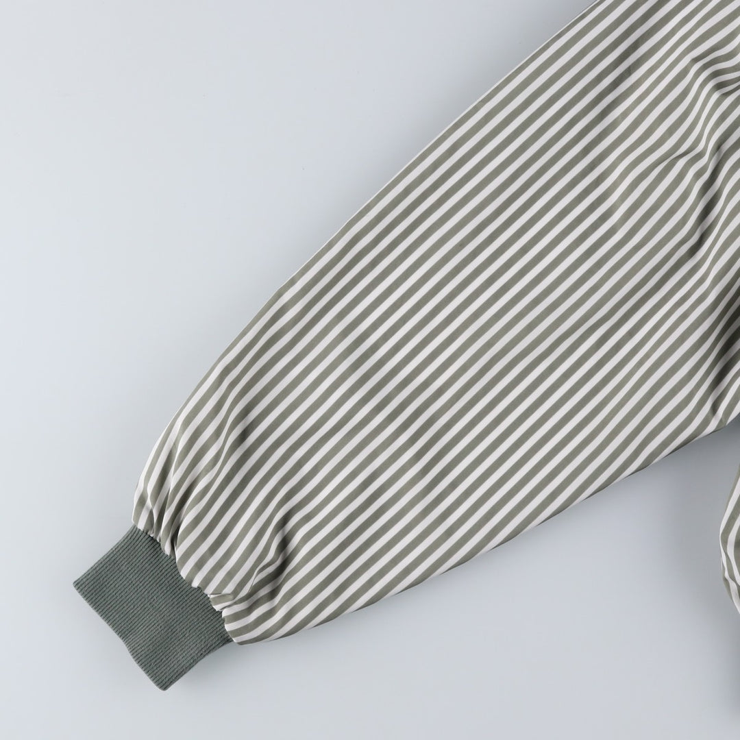 1970'S Lacoste CHEMISE French Lacoste Stripe Pattern Windbreaker, Made in France, Size 5 (Men's L equivalent), Vintage polyester Khaki type sage green Vintage Second Hand