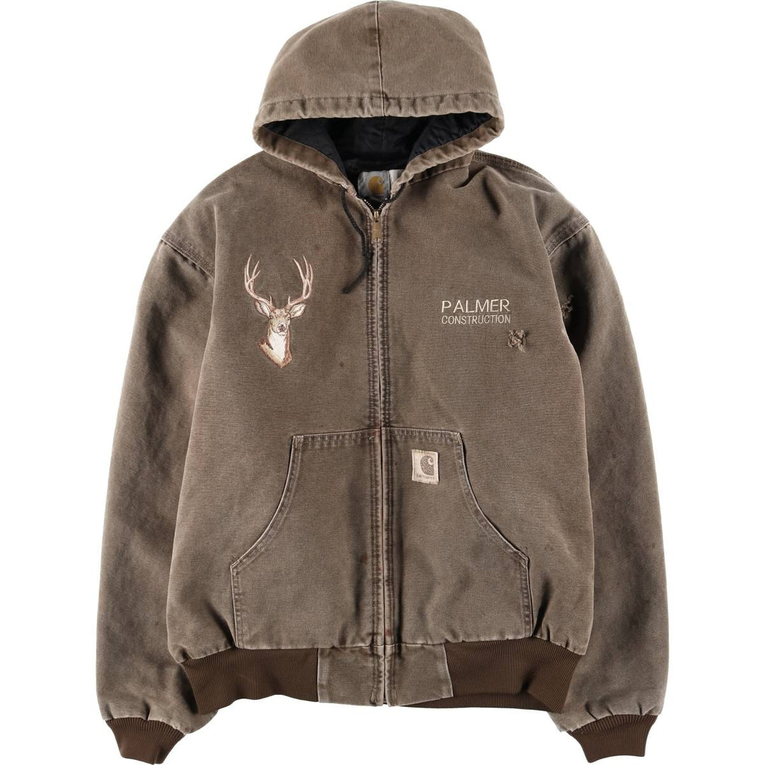 Carhartt Reindeer Pattern Padded Active Jacket Duck Full-Zip Hoodie Men's XL (approx.) unclear brown type Vintage Second Hand