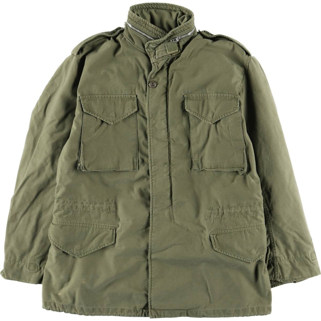 1960'S US Military Issue M-65 2nd Military Field Jacket, Made in USA, Long Medium (Men's Size M equivalent), Vintage Nylon Khaki type Vintage Second Hand