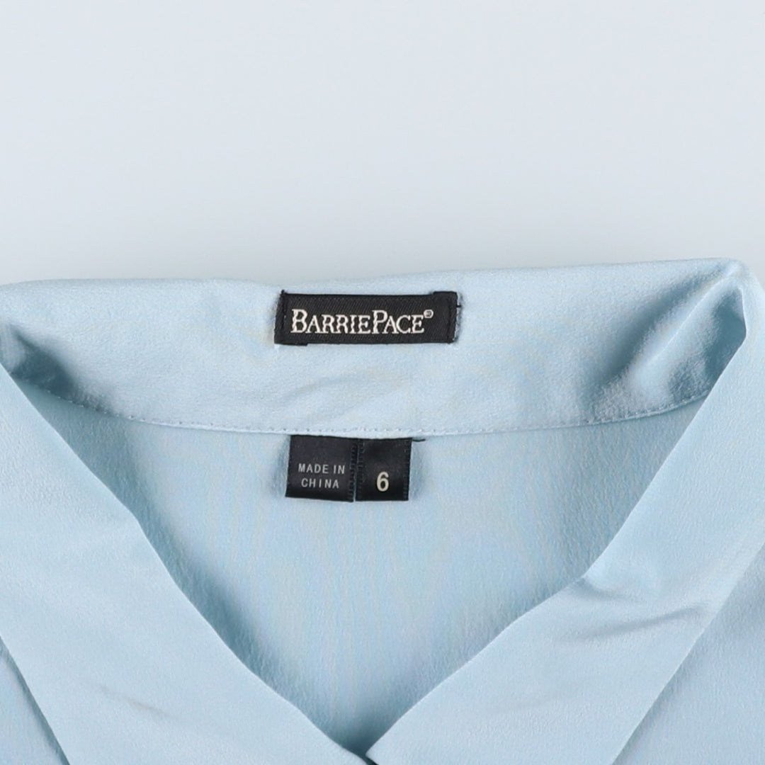 Barrie Pace Keyhole Neck Long Sleeve Sheer Blouse (Women's Size S) silk Blue type light blue Vintage Second Hand