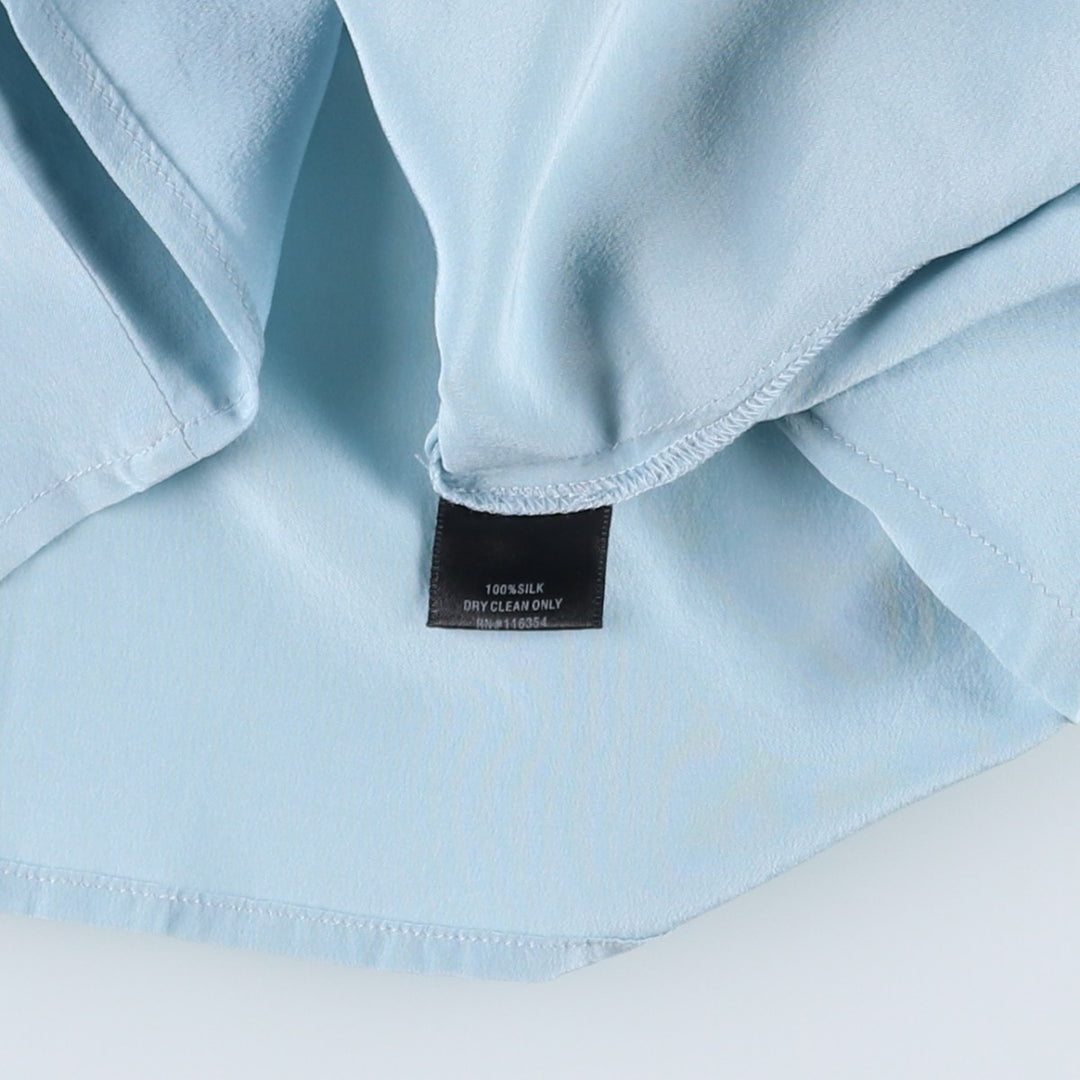 Barrie Pace Keyhole Neck Long Sleeve Sheer Blouse (Women's Size S) silk Blue type light blue Vintage Second Hand