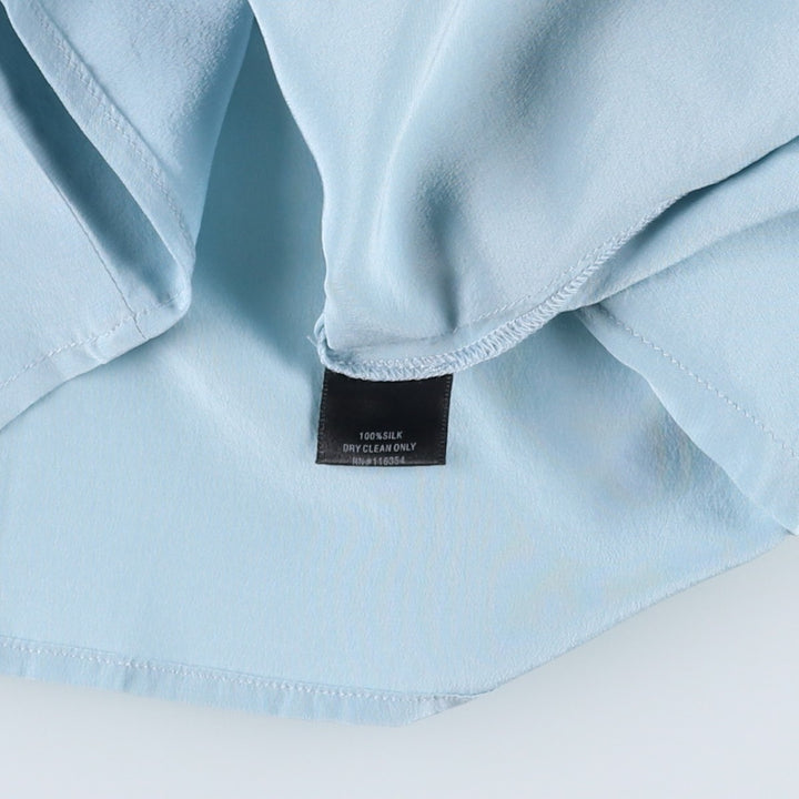 Barrie Pace Keyhole Neck Long Sleeve Sheer Blouse (Women's Size S) silk Blue type light blue Vintage Second Hand