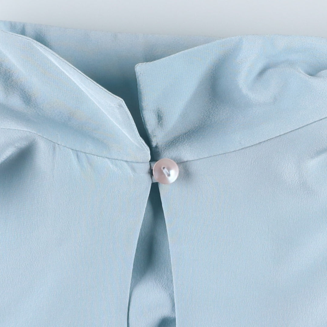 Barrie Pace Keyhole Neck Long Sleeve Sheer Blouse (Women's Size S) silk Blue type light blue Vintage Second Hand
