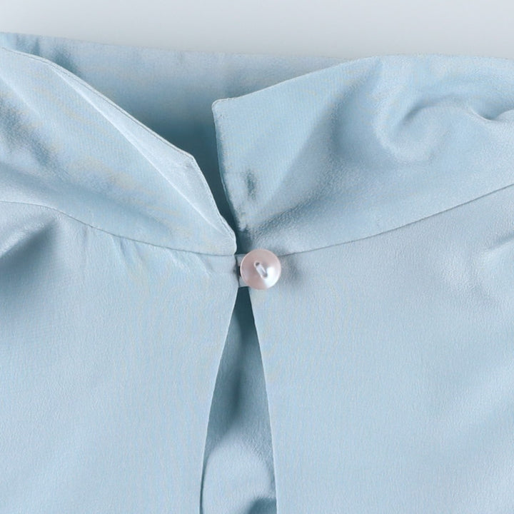 Barrie Pace Keyhole Neck Long Sleeve Sheer Blouse (Women's Size S) silk Blue type light blue Vintage Second Hand