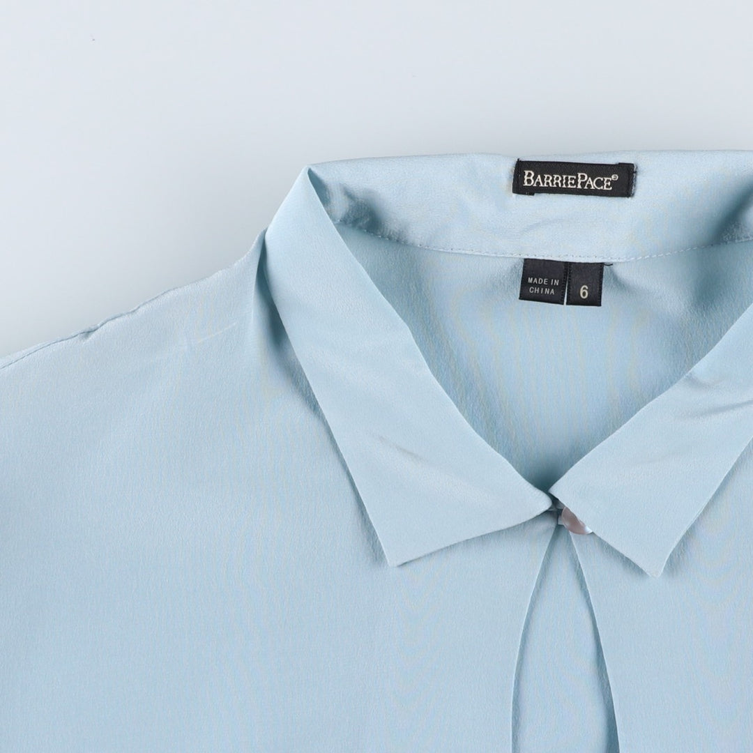 Barrie Pace Keyhole Neck Long Sleeve Sheer Blouse (Women's Size S) silk Blue type light blue Vintage Second Hand