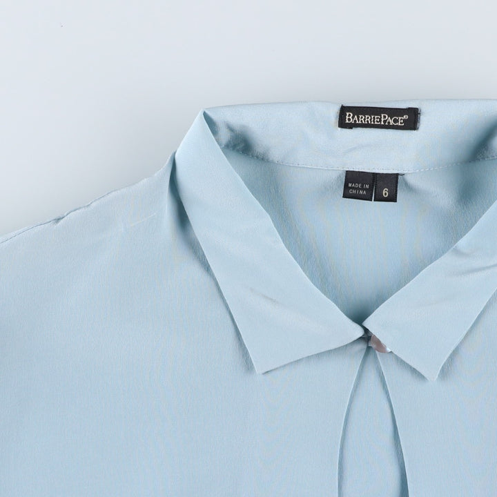 Barrie Pace Keyhole Neck Long Sleeve Sheer Blouse (Women's Size S) silk Blue type light blue Vintage Second Hand